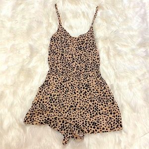 Leopard Print Romper with Pockets